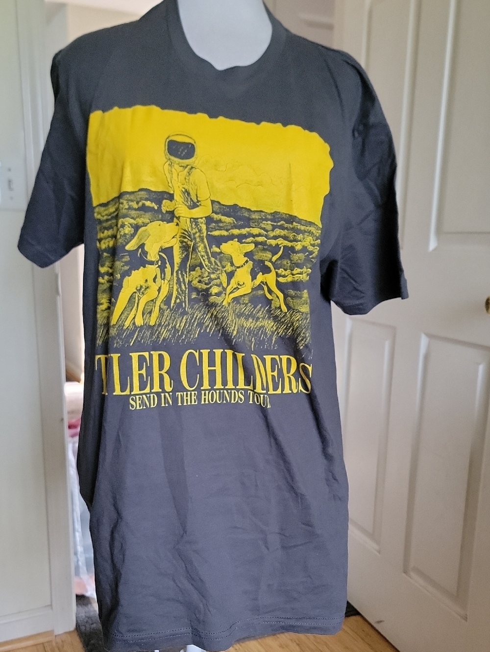 Next Level Apparel Grey Tee with Bold Yellow Tour Graphic